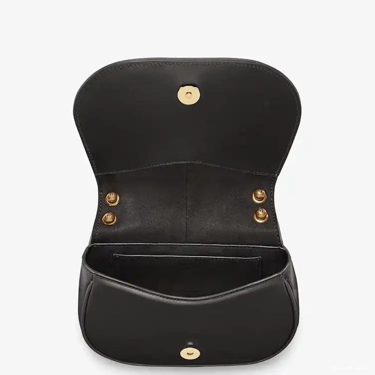 Cheap Black Mini Calf In Fendi Leather C'mon Bag 0416 HOT SALE